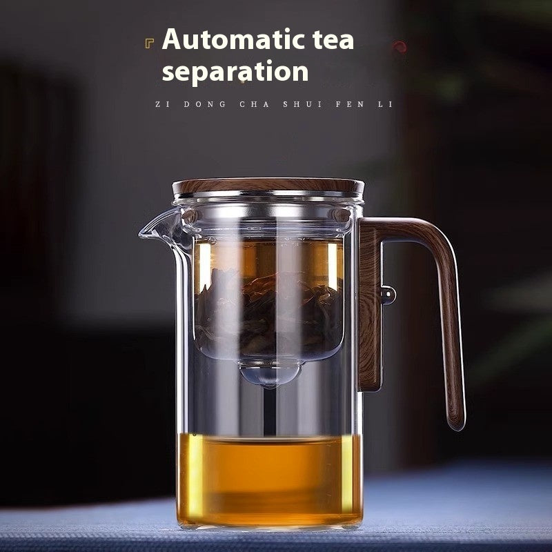 Glass Teapot with Magnetic Tea Separator & Walnut Handle