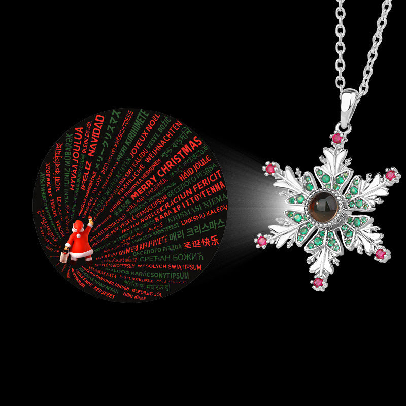 Snowflake Projection Necklace For Couples Christmas Gift
