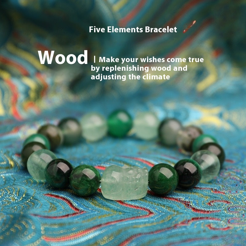 Fünf Elemente Kristall Erdbeerquarz Glücksbringer Armband