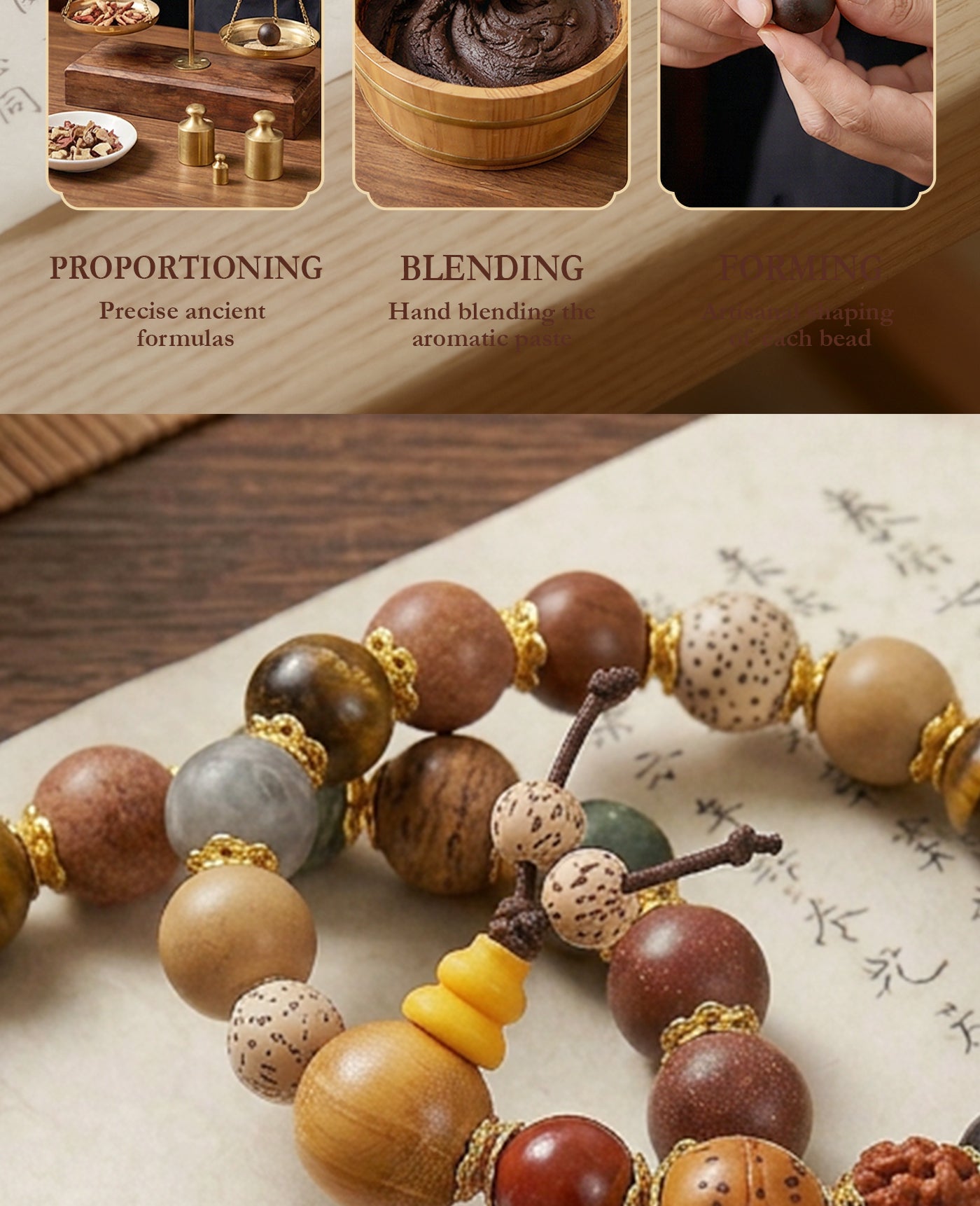 Ancient Five Elements Bracelet – Handcrafted Botanical Energy Beads