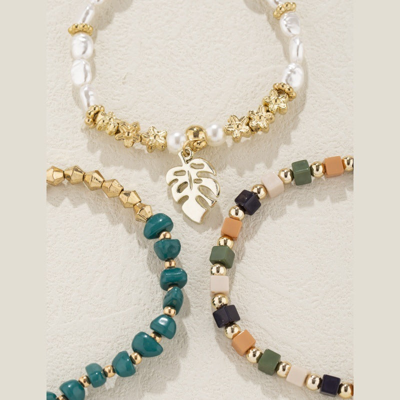 Tinkers Pearl Leaf Pendant Bracelet Set Exclusive Handcrafted - 0