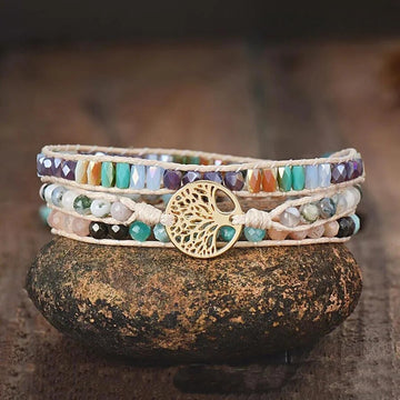 Natural Stone Hand-woven Multi-layer Tree Of Life Accessories Couple Bracelet
