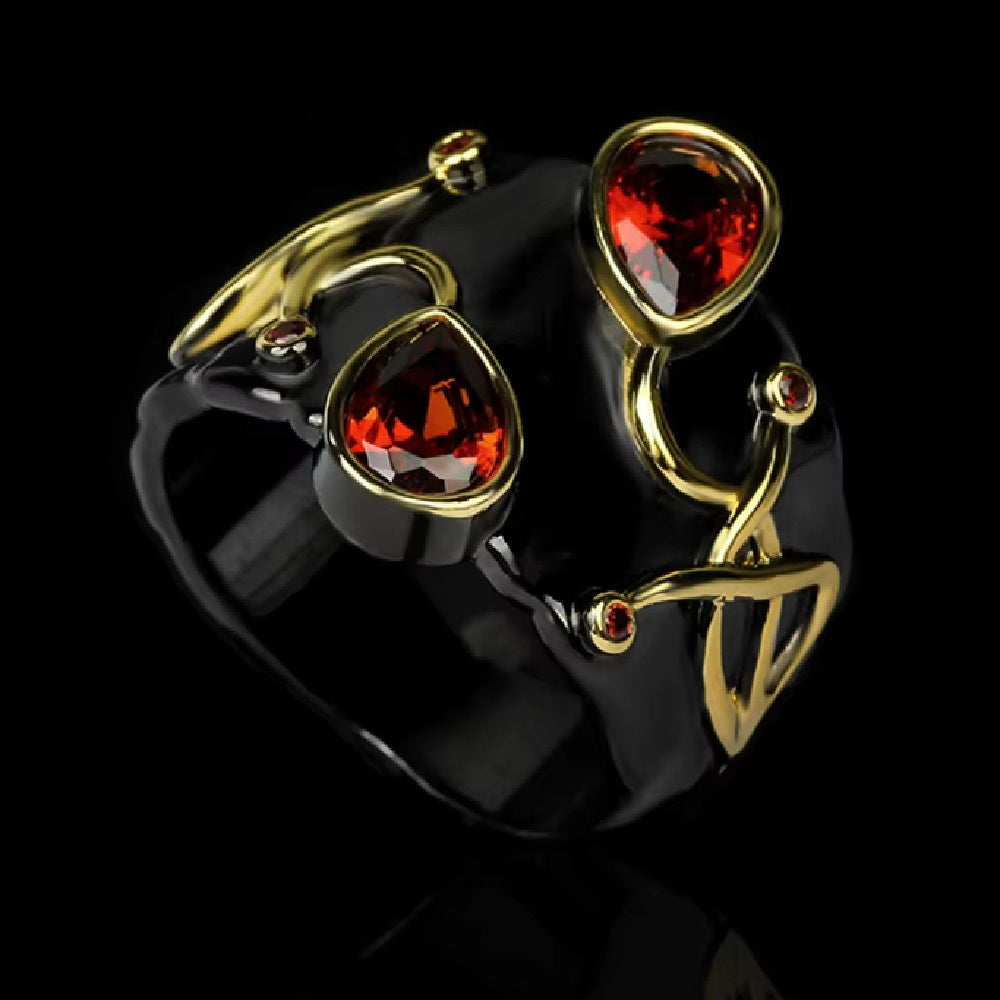 Fashionable Retro Oval Ring For Women Brass Black Classic