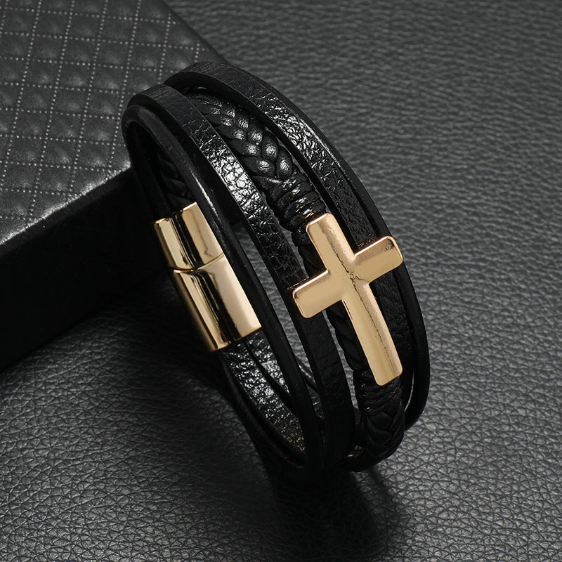 Tinkers Brand Cross Leather Bracelet Multi Layer Handmade Exclusive - 0