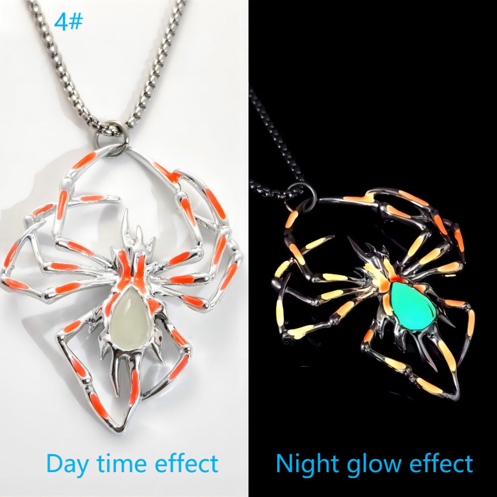 Halloween Luminous Spider Necklace Glow In The Dark Jewelry