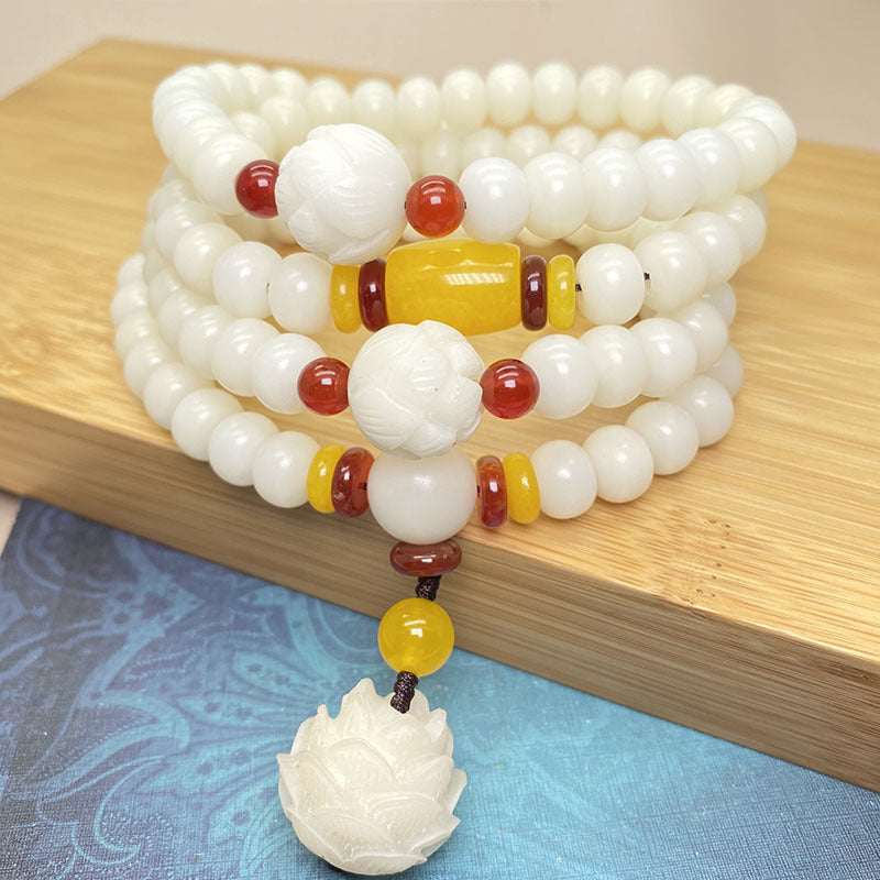 Tinkers Tinkers White Jade Bodhi Bracelet 108 Beads Limited - 0