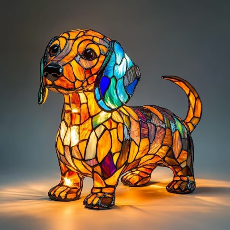 Colorful Dog Lamp Resin Decor By Tinkers - Positive Energy