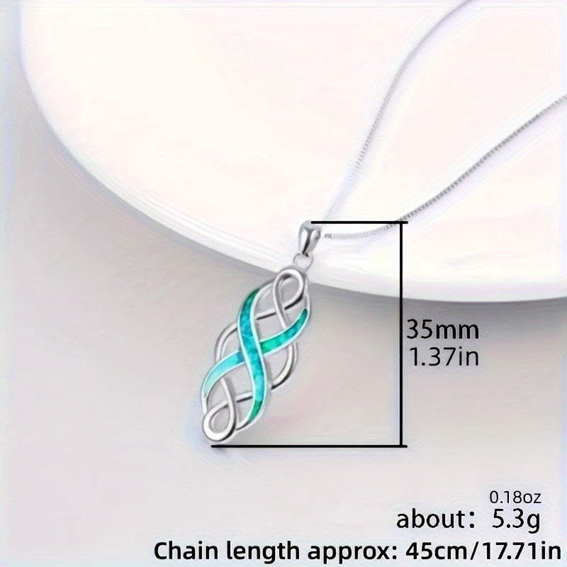 Blue Irish Celtic Knot Pendant Necklace Unisex Cross Chain