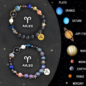 Natural Zodiac Stone Balance Bracelet Set Mens Gift