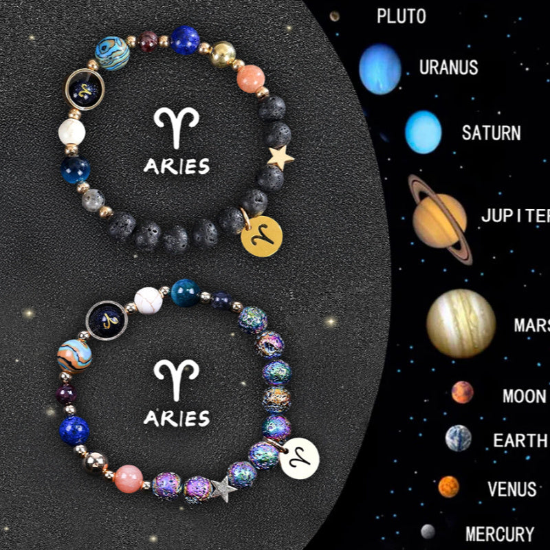 Natural Zodiac Stone Balance Bracelet Set Mens Gift