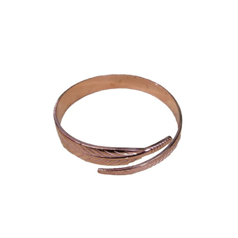 Vintage Leaf Brass Bracelet — Antique Bronze | Botanical Cuff