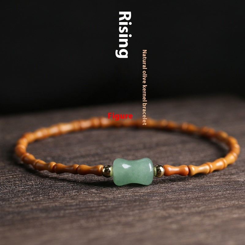 Unisex-Armband im chinesischen Stil, sehr fein, aus Olivennuss-Bambus