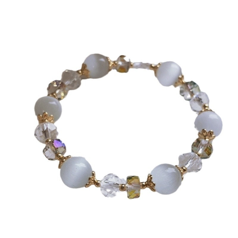 Tinkers Exquisite Natural White Opal Bracelet 10mm Beads For Women - 0