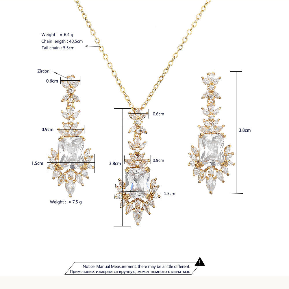 Lady Temperament Shining Zircon Necklace With Blue Gem