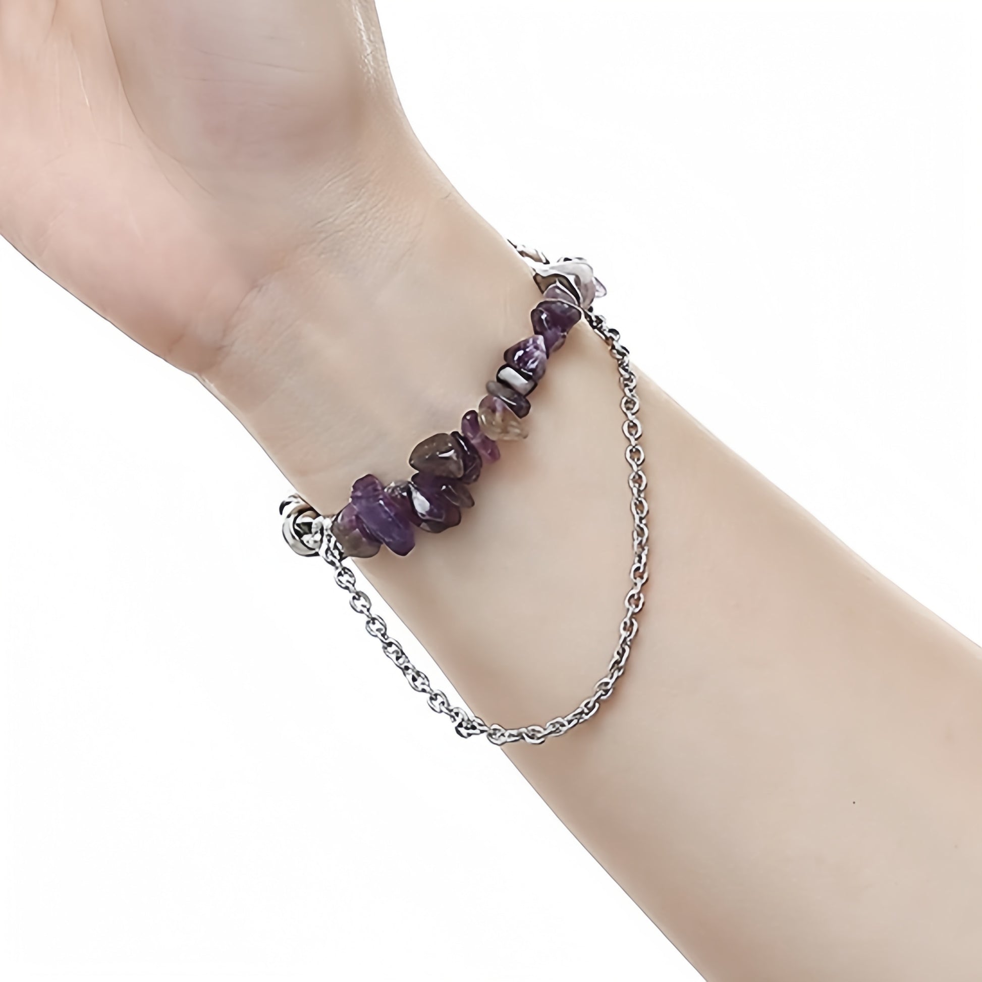 Tinkers Tinkers Purple Natural Stone Geometric Stitch Bracelet Lux - 0