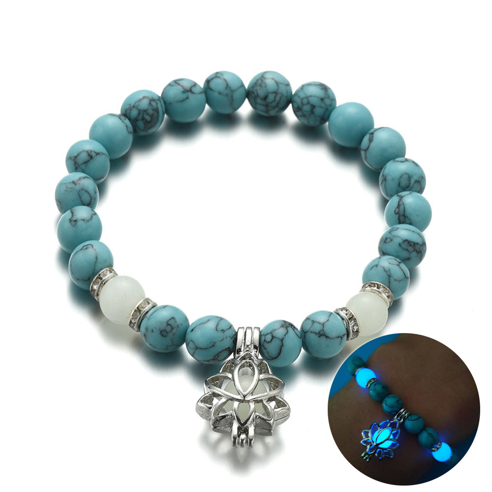 Turquoise Lotus Healing Glow Bracelet for Men Women Tinkers