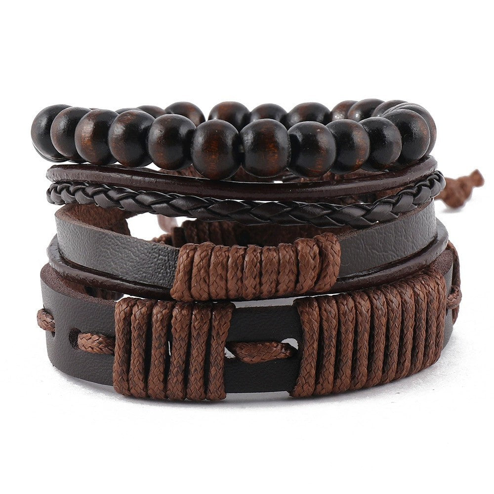 Tinkers Simple Material Wax Rope PU Leather Bracelet Set Exclusive - 0