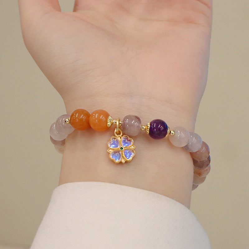 New Natural Jinsi Jade Violet Flower Bracelet For Women
