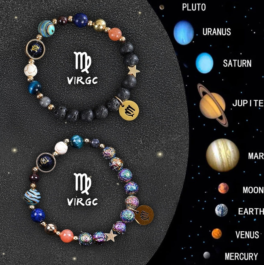 Natural Zodiac Stone Balance Bracelet Set Mens Gift