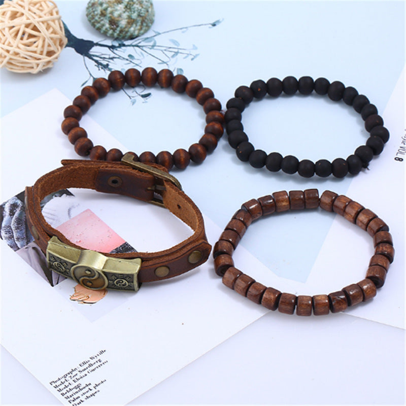 Tinkers Retro Alloy Cowhide Leather Bracelet Geometric Exclusive - 0