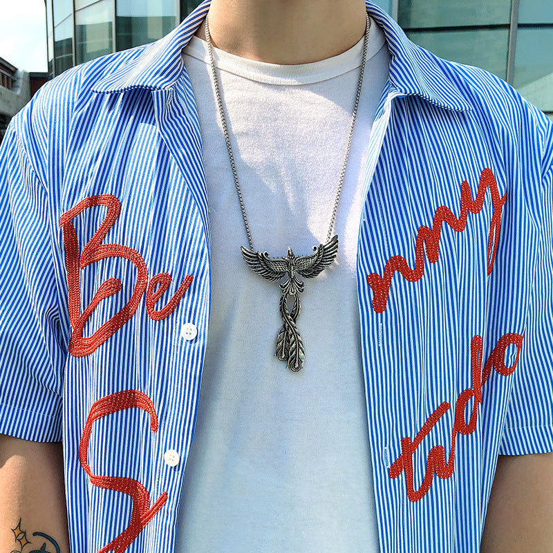 Fashion Alloy Big Phoenix Pendant Necklace Unisex Jewelry