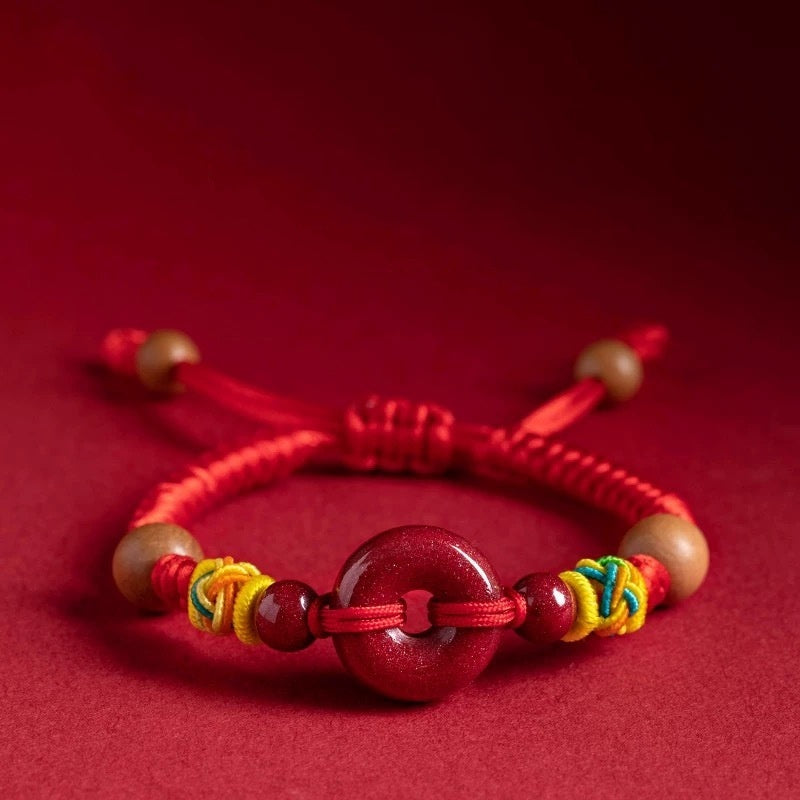 Red Stone Buckle Rope Bracelet Unisex Adults And Children