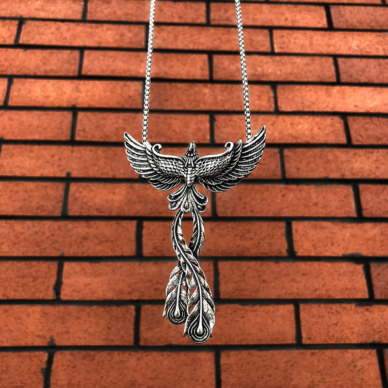 Fashion Alloy Big Phoenix Pendant Necklace Unisex Jewelry