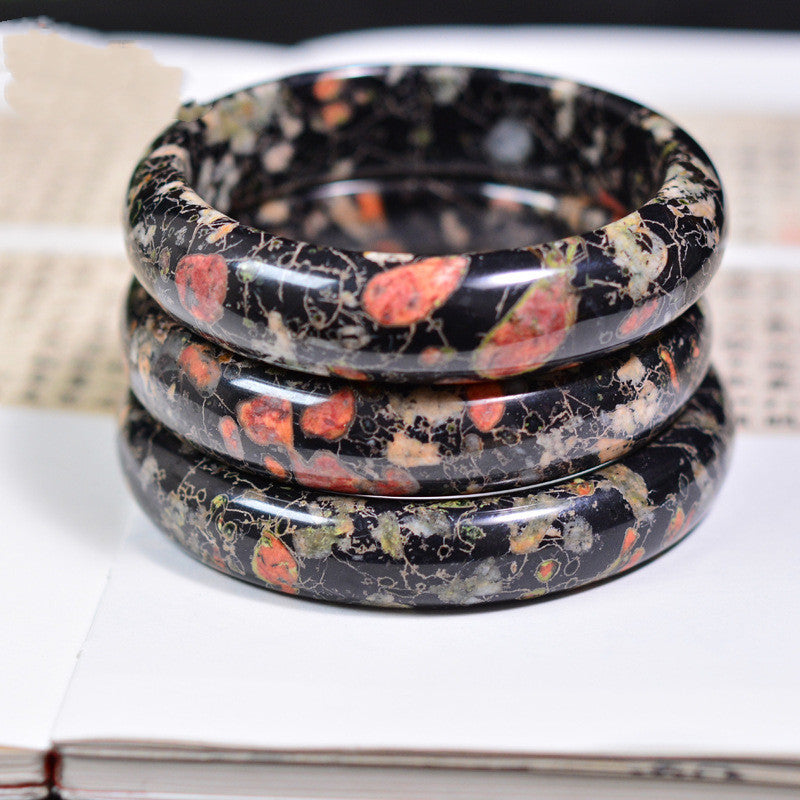 Natural Plum Blossom Jade Round Bar Jade Bracelets