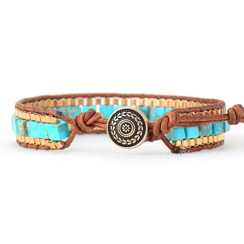 Tinkers Tinkers Unisex Imperial Stone Handwoven Leather Bracelet - 0