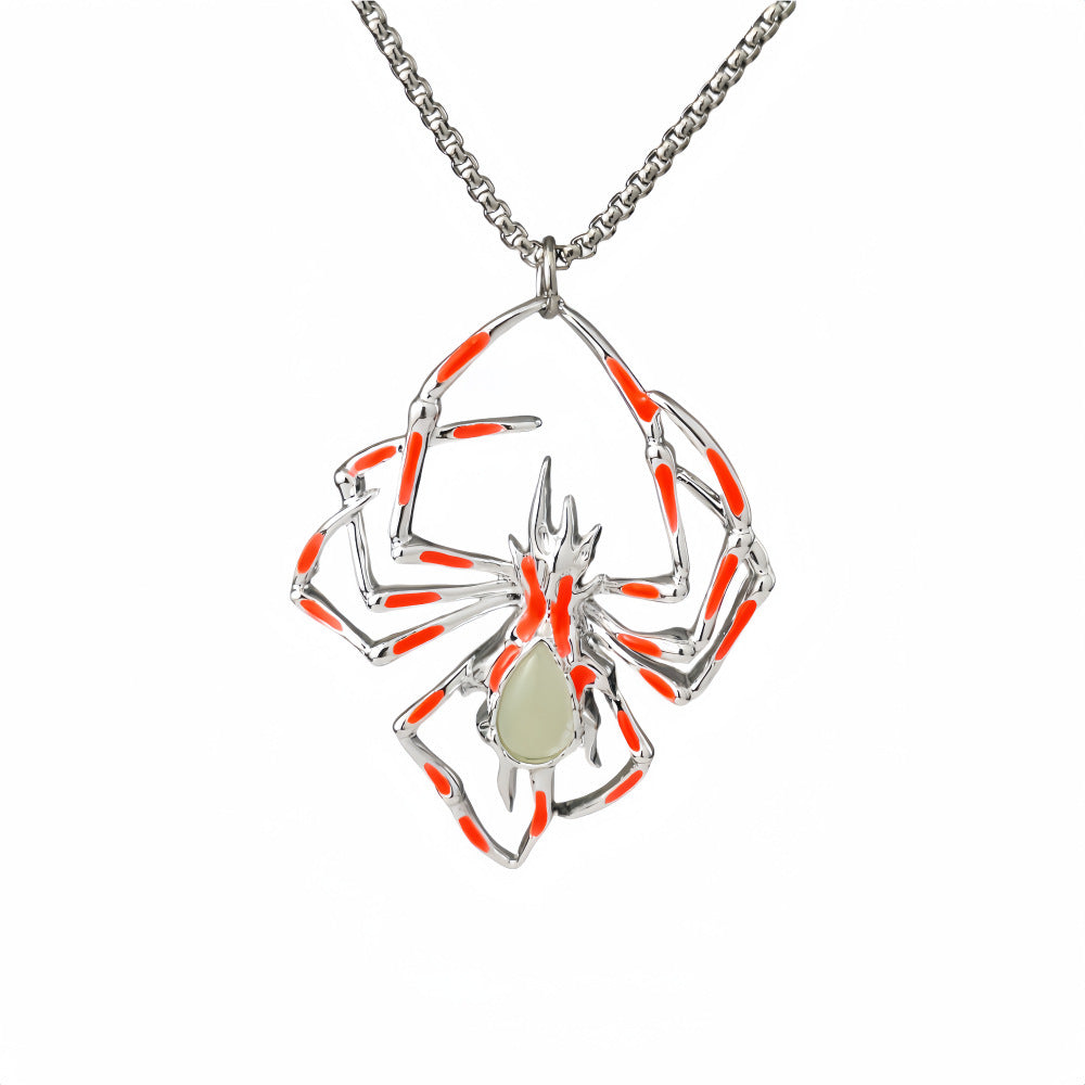Halloween Luminous Spider Necklace Glow In The Dark Jewelry