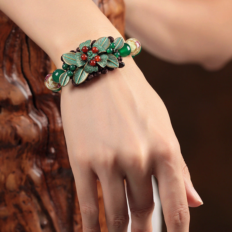 Green Yunnan Ethnic Style Bracelet Retro for Women