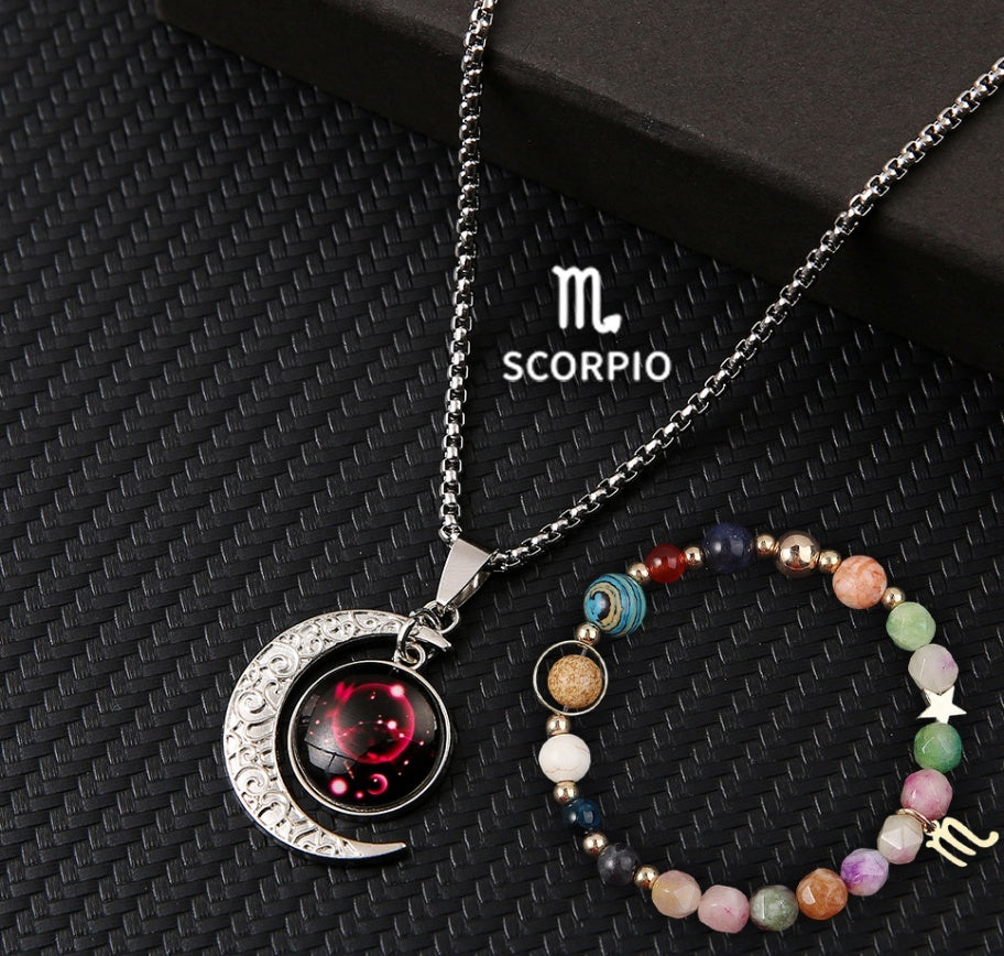 Handcrafted Natural Stone Zodiac Necklace and Bracelet Set by Tinkers