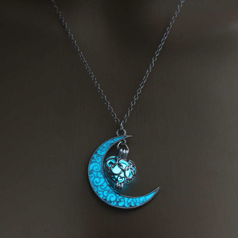 Glowing Pendant Necklace Silver Plated Chain for Women