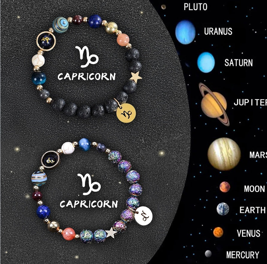 Natural Zodiac Stone Balance Bracelet Set Mens Gift