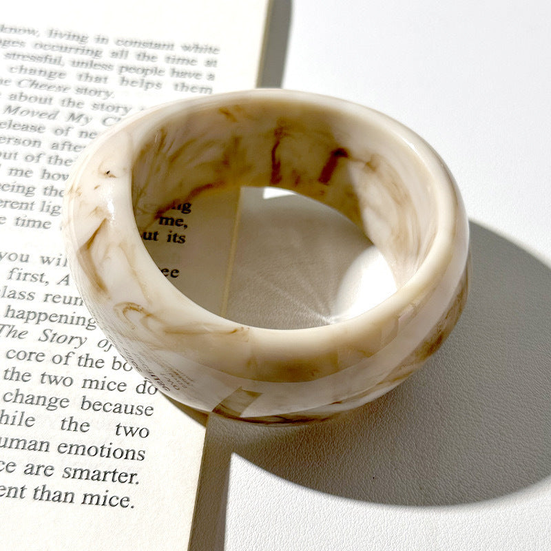 Tinkers Resin Oval Wide Geometric Curved Limited Bracelet For Women - 0