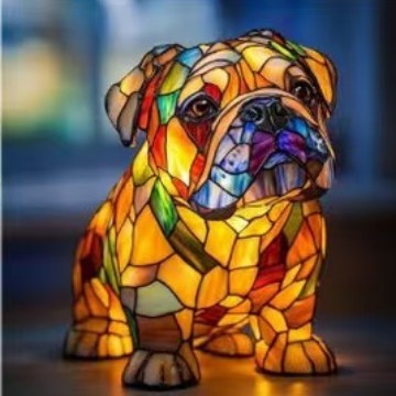 Colorful Dog Lamp Resin Decor By Tinkers - Positive Energy