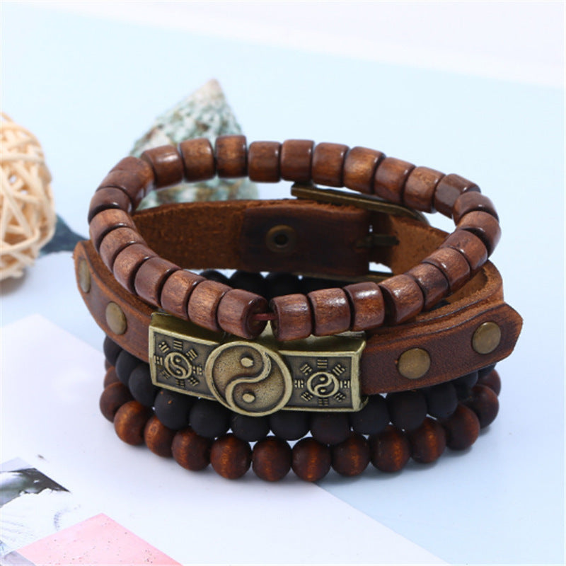 Tinkers Retro Alloy Cowhide Leather Bracelet Geometric Exclusive - 0