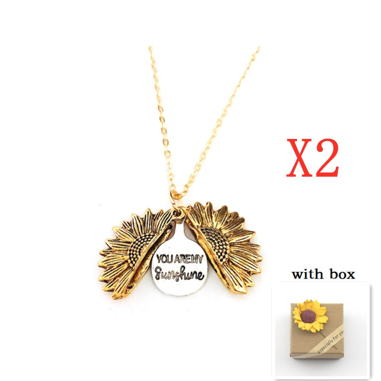 Sunflower Double Lettering Necklace By Tinkers Aura Balance