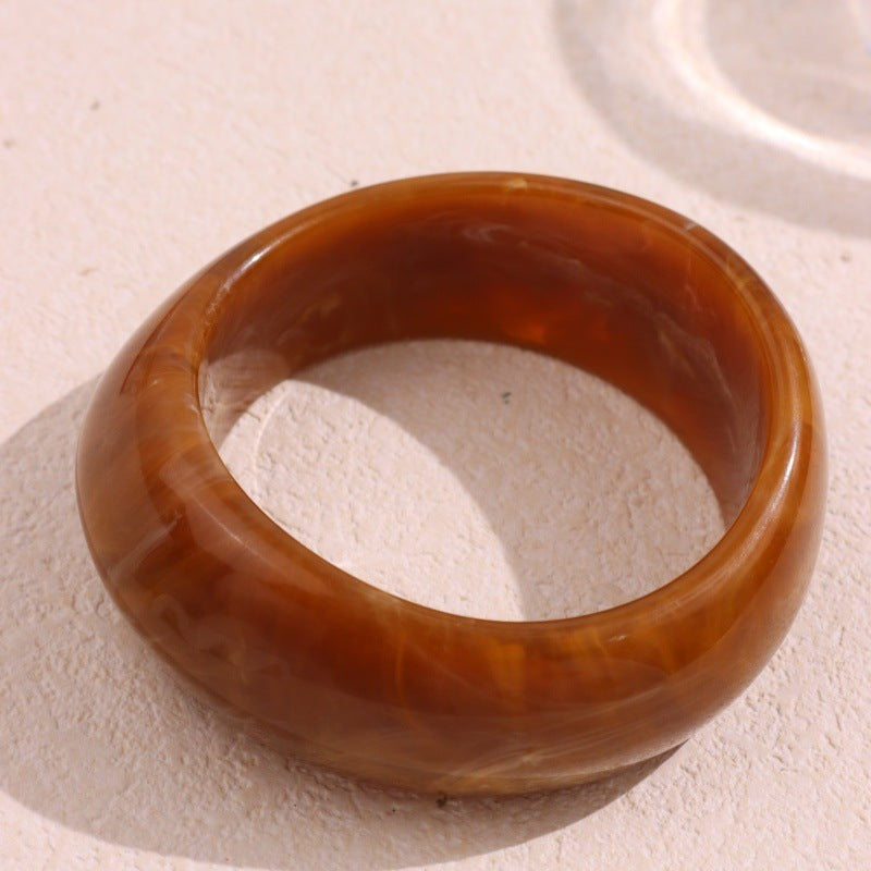 Tinkers Resin Oval Wide Geometric Curved Limited Bracelet For Women - 0