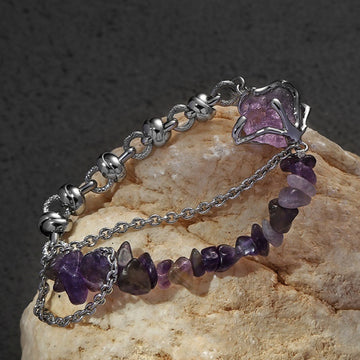 Tinkers Tinkers Purple Natural Stone Geometric Stitch Bracelet Lux - 0