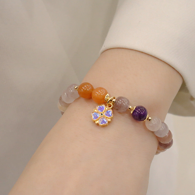 New Natural Jinsi Jade Violet Flower Bracelet For Women