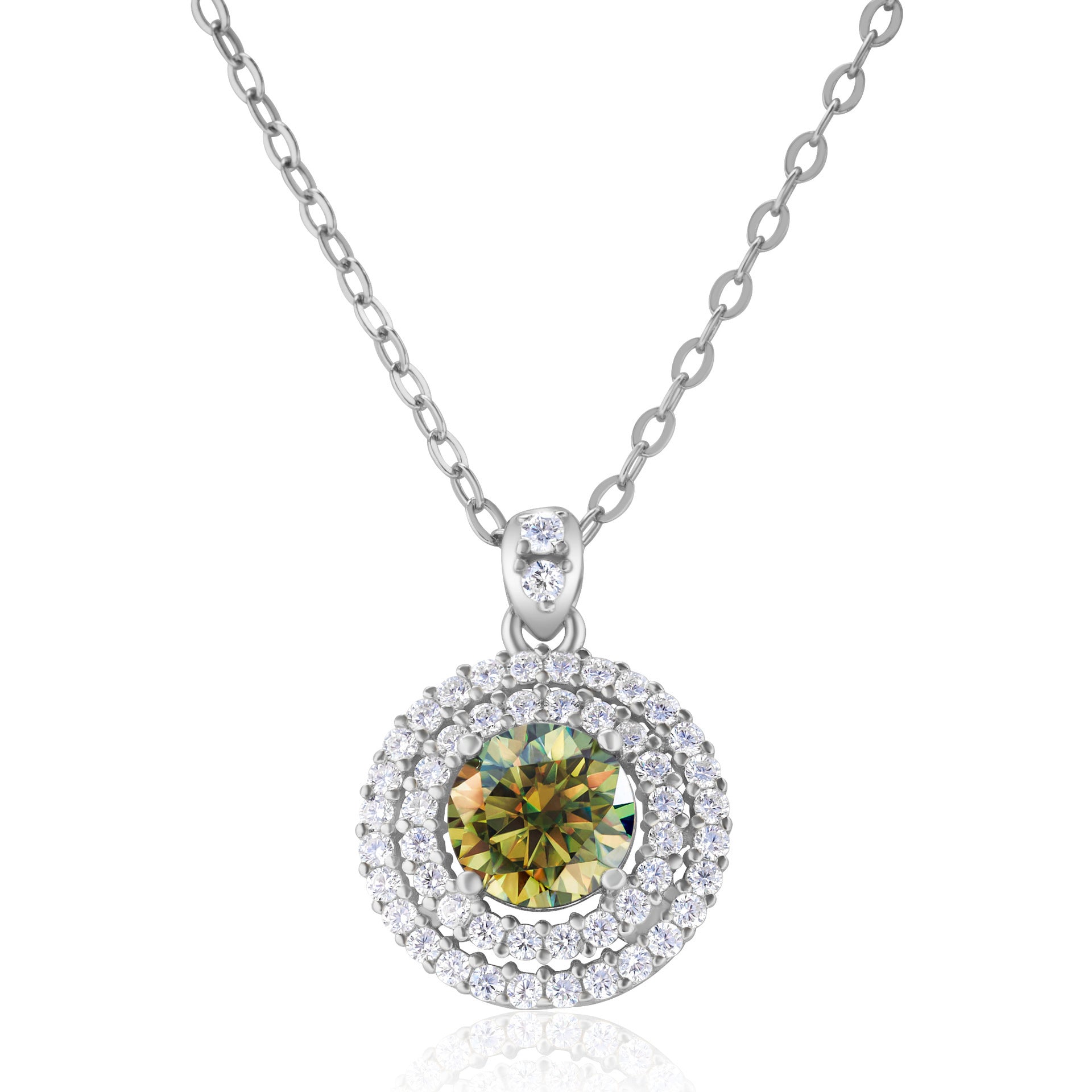 Golden Yellow Necklace For Women Sterling Silver Gem Inlaid