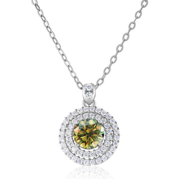 Golden Yellow Necklace For Women Sterling Silver Gem Inlaid