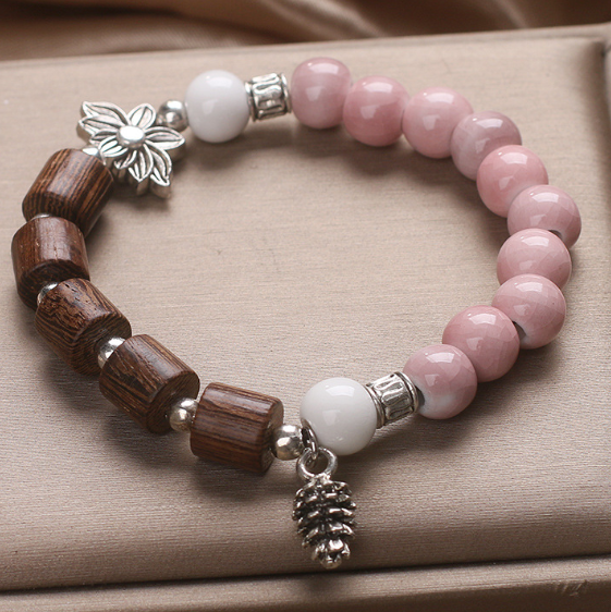 Elegant Handcrafted Pink Ceramic Bracelet for Women by Tinkers