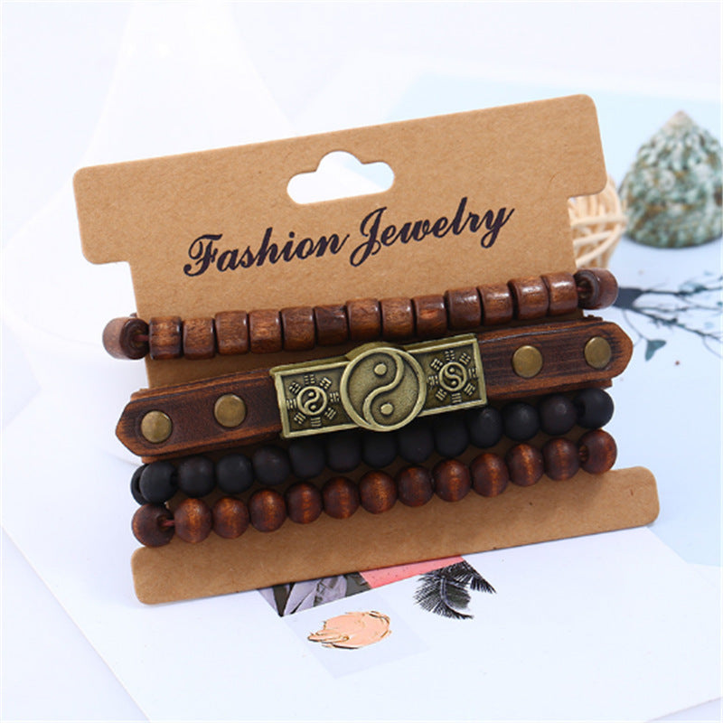 Tinkers Retro Alloy Cowhide Leather Bracelet Geometric Exclusive - 0