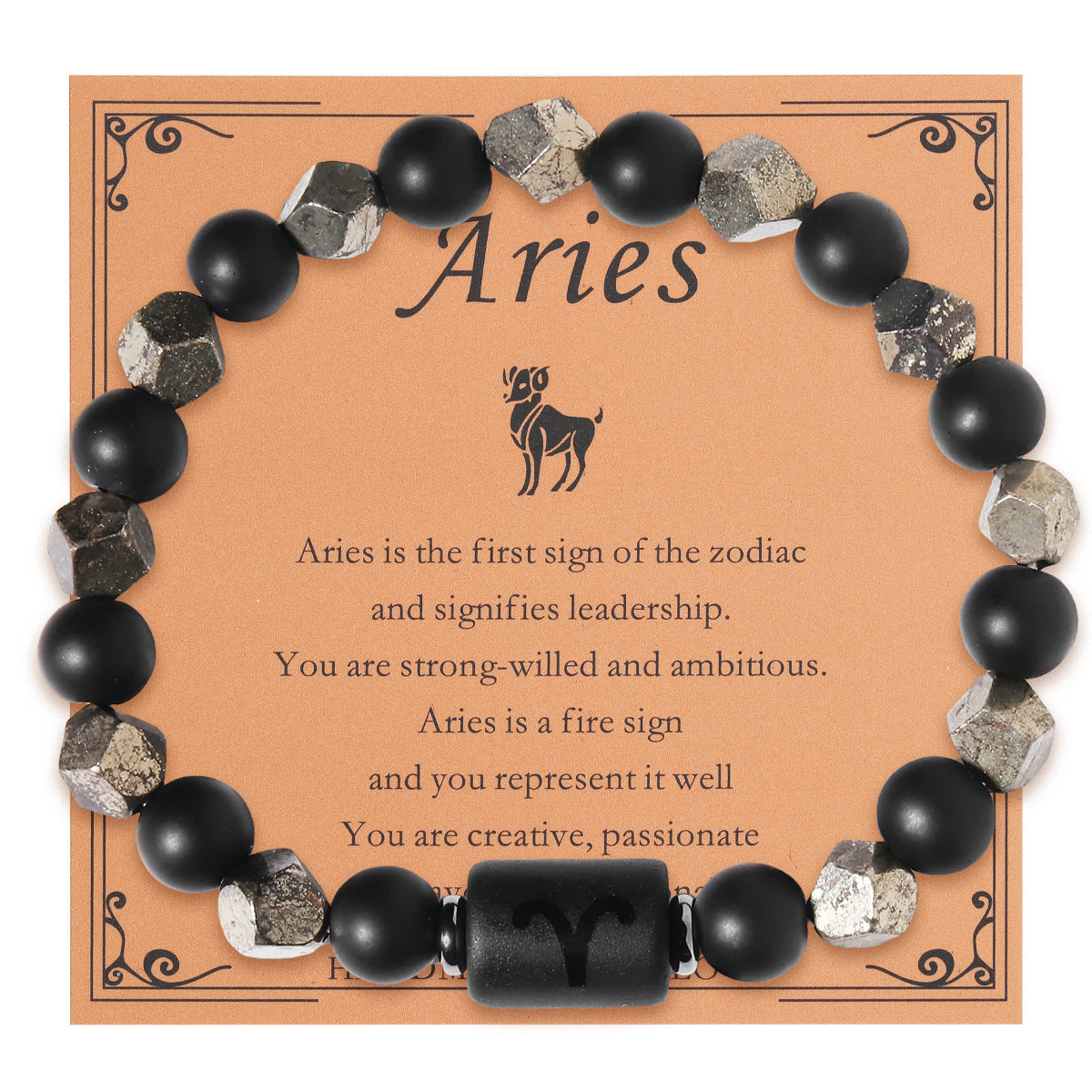 Zodiac Natural Stone Bracelet – Constellation Beaded Cuff with Gift Card