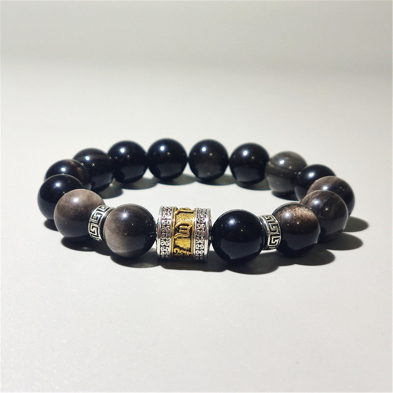 Silver Obsidian Bracelet For Protection Unisex By Tinkers