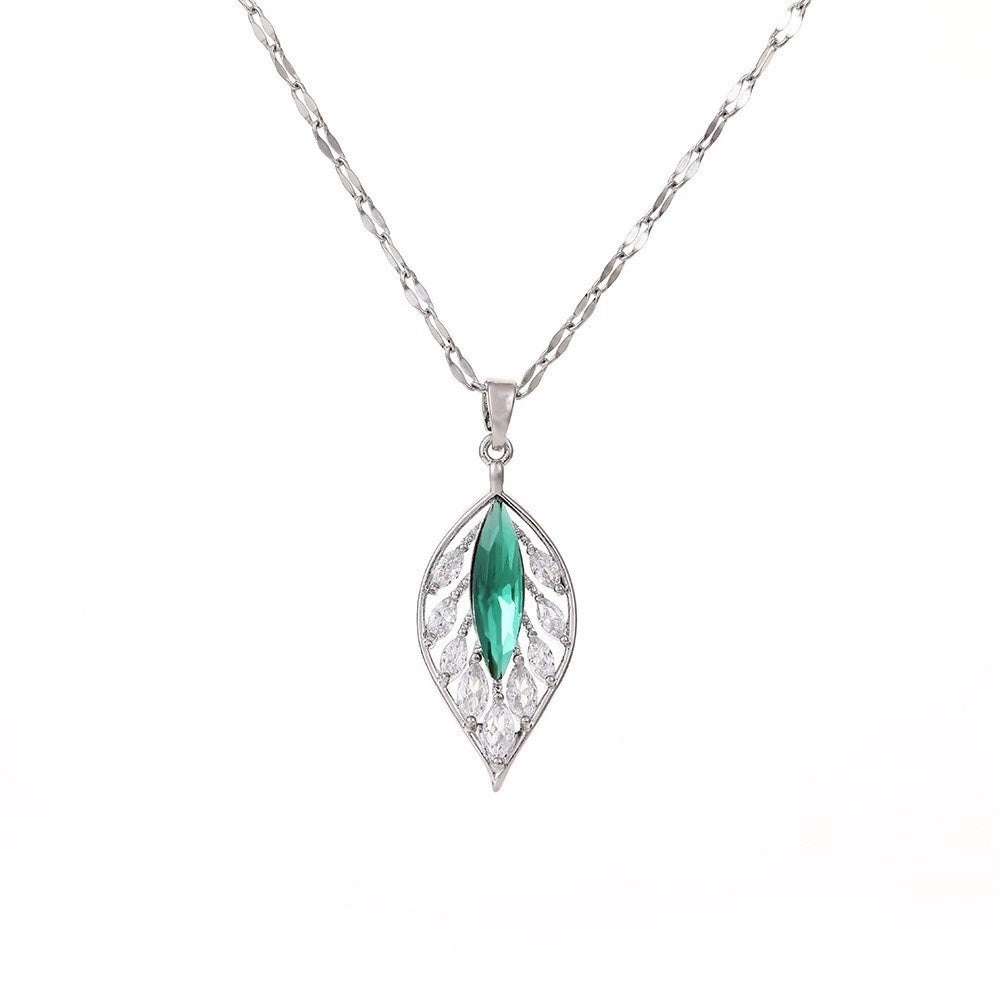 Womens Moon Necklace Diamond Titanium Steel Cross Chain