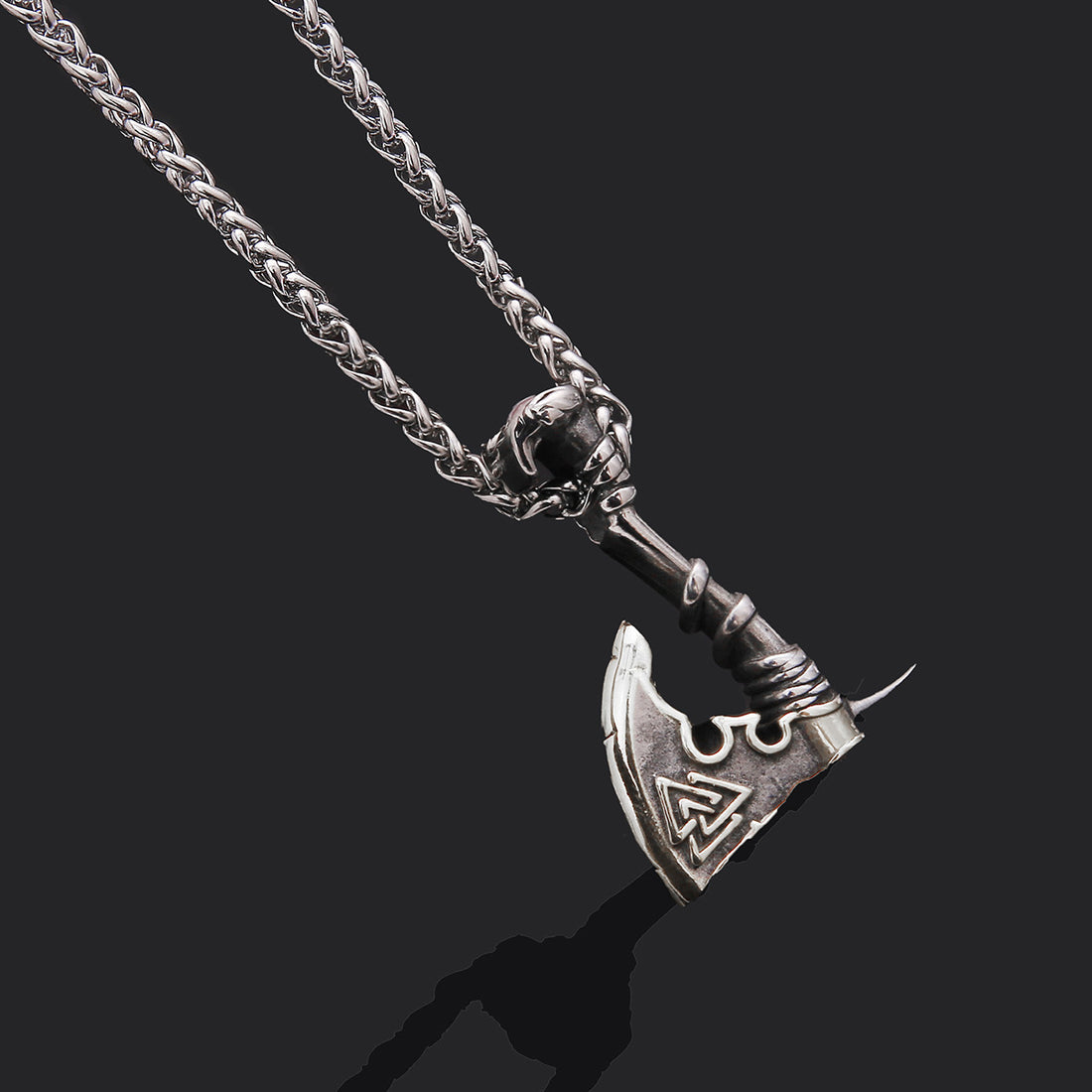 Stainless Steel Axe Pendant Necklace For Men Twist Chain