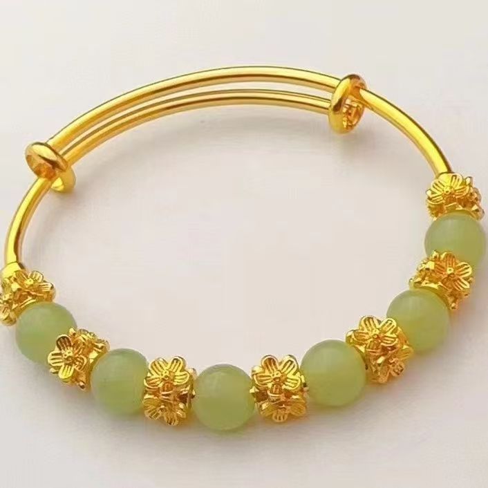 Tinkers Tinkers Brass Gold Plated Chalcedony Flower Bracelet Elite - 0